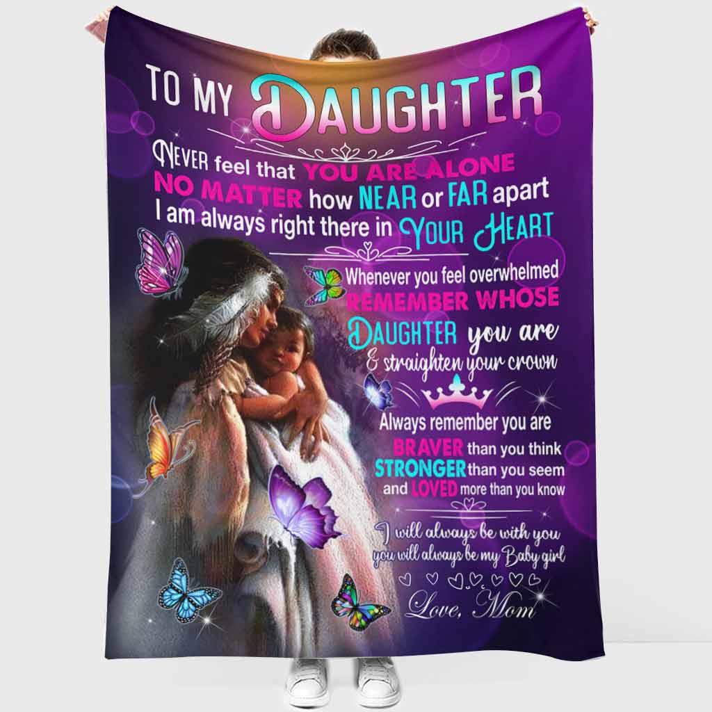 Native American To My Daughter Mothers Day Purple Flannel Blanket For Living Room And Bedroom Styling
