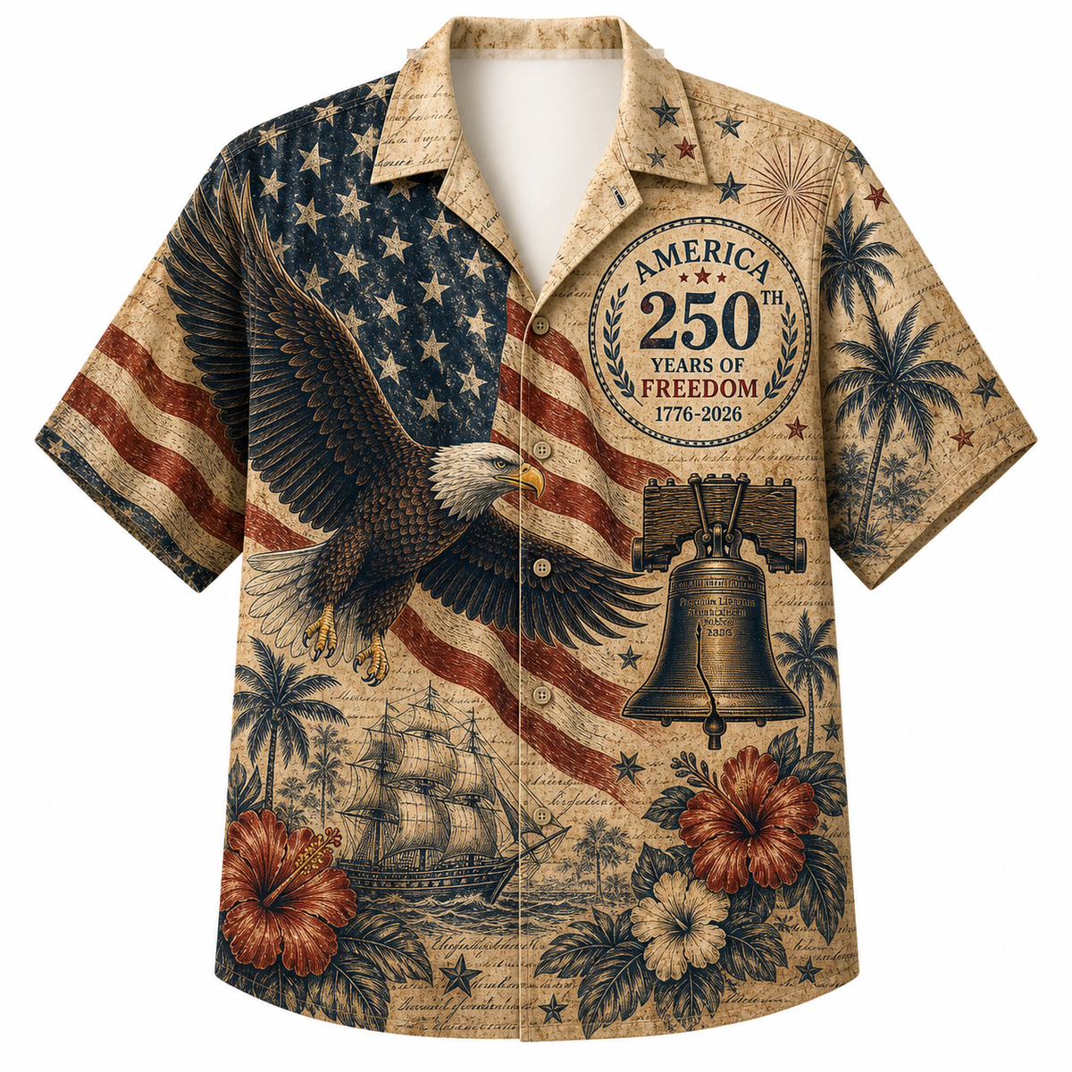 America 250th Eagle Flag Vintage Hawaiian Shirt