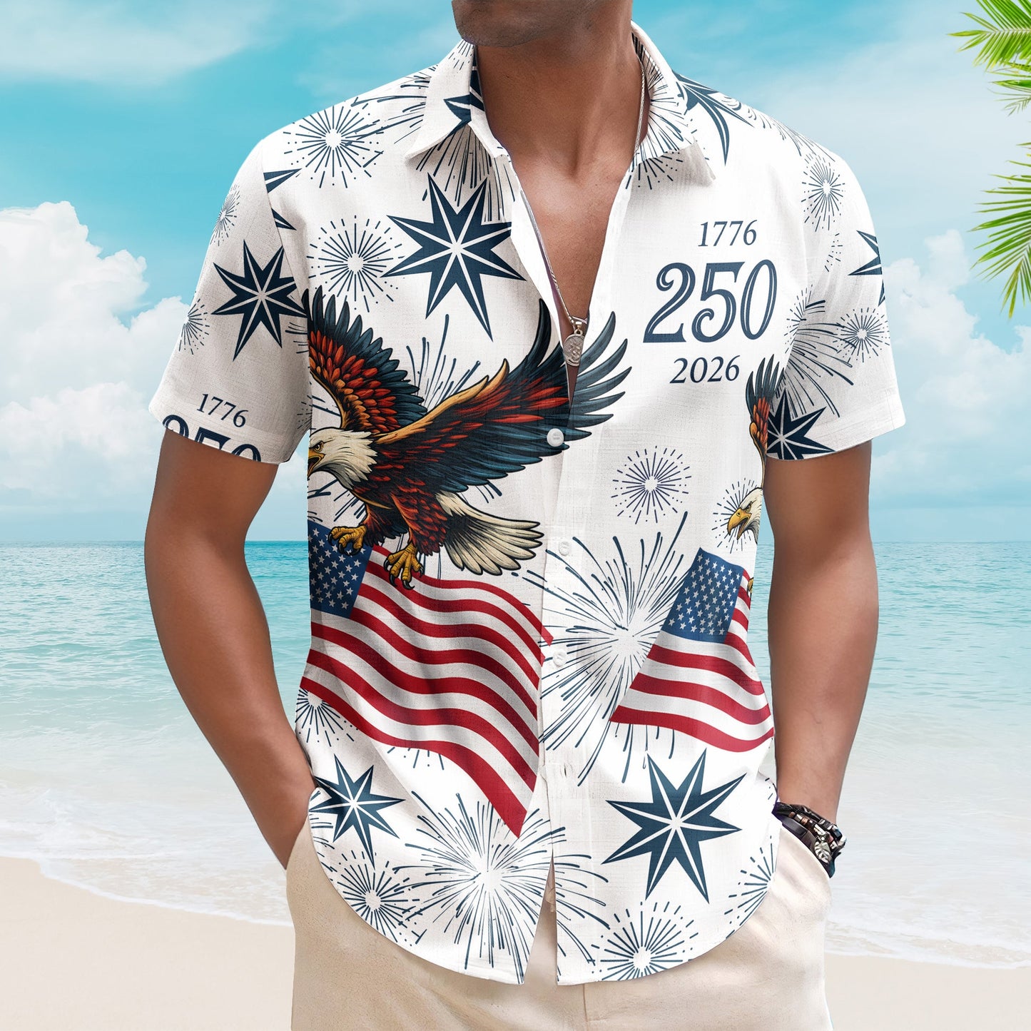 Hawaiian Shirt / Adults / S America 250th Anniversary Hawaiian Shirt, 1776-2026 Freedom Gift for Dad & Grandpa