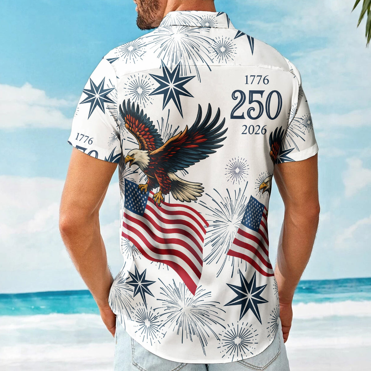 America 250th Anniversary Hawaiian Shirt, 1776-2026 Freedom Gift for Dad & Grandpa