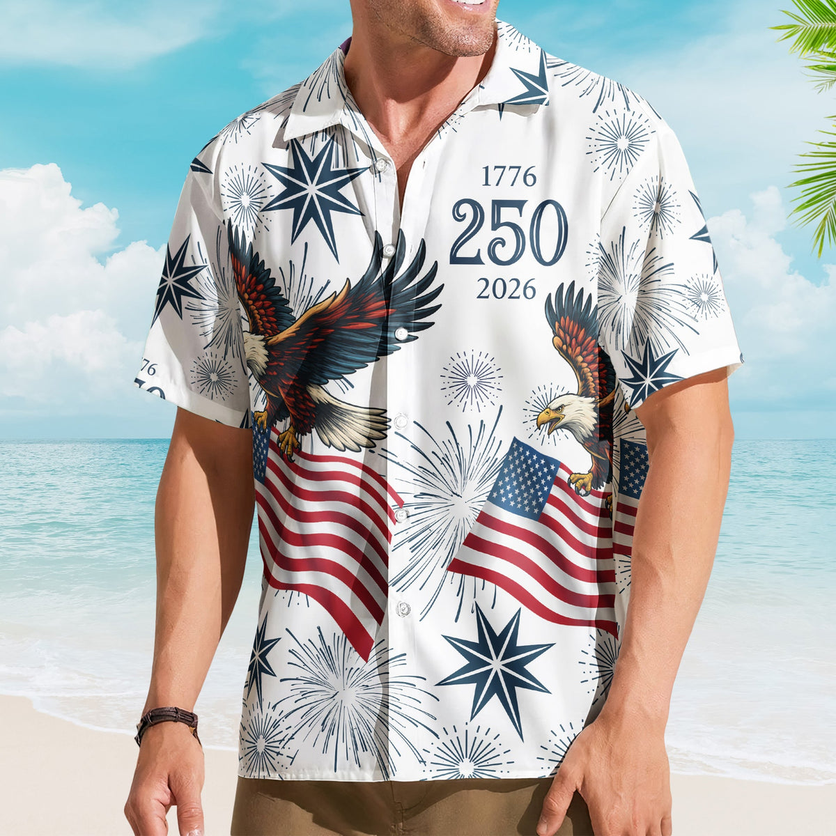 America 250th Anniversary Hawaiian Shirt, 1776-2026 Freedom Gift for Dad & Grandpa