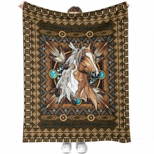 Horse Pattern Flannel Blanket For Cozy Bedroom And Sofa Decor