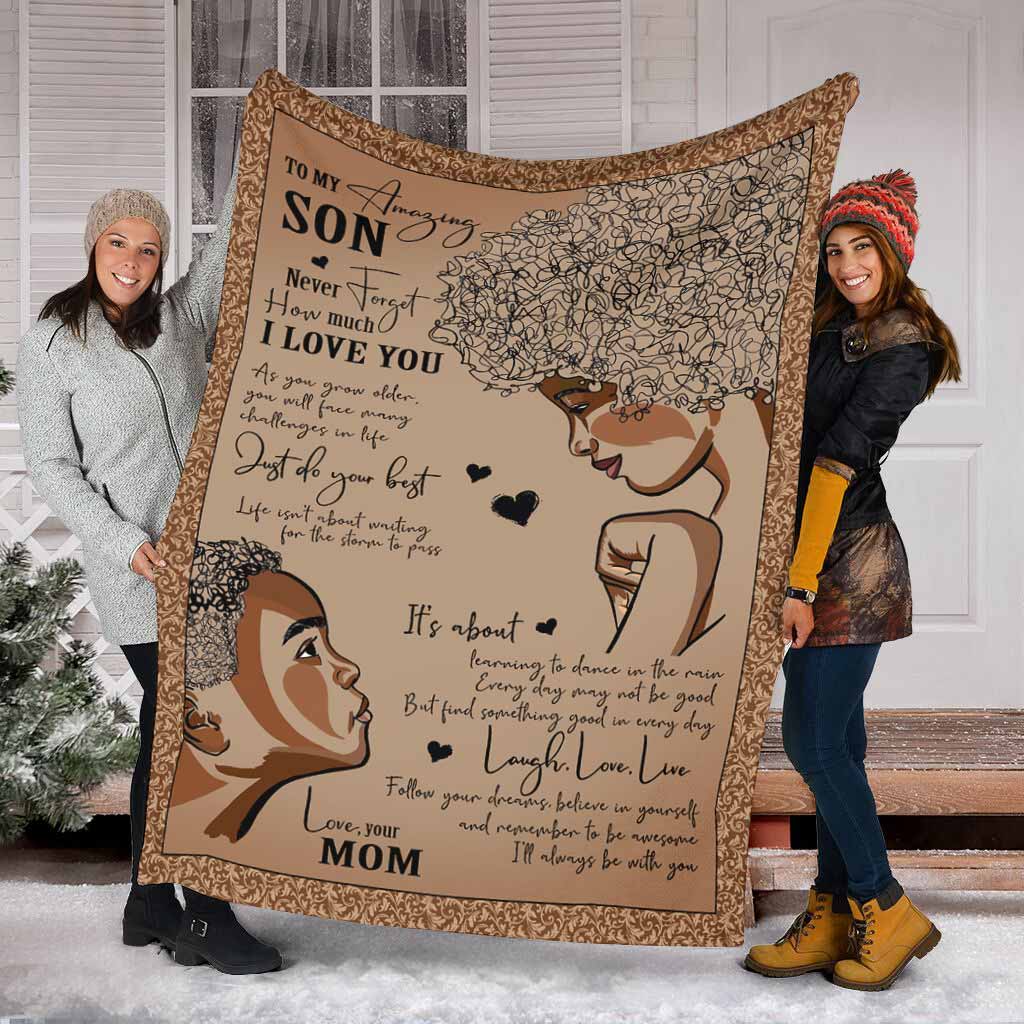 African American To My Son Flannel Blanket For Soft Bed Couch And Home Comfort