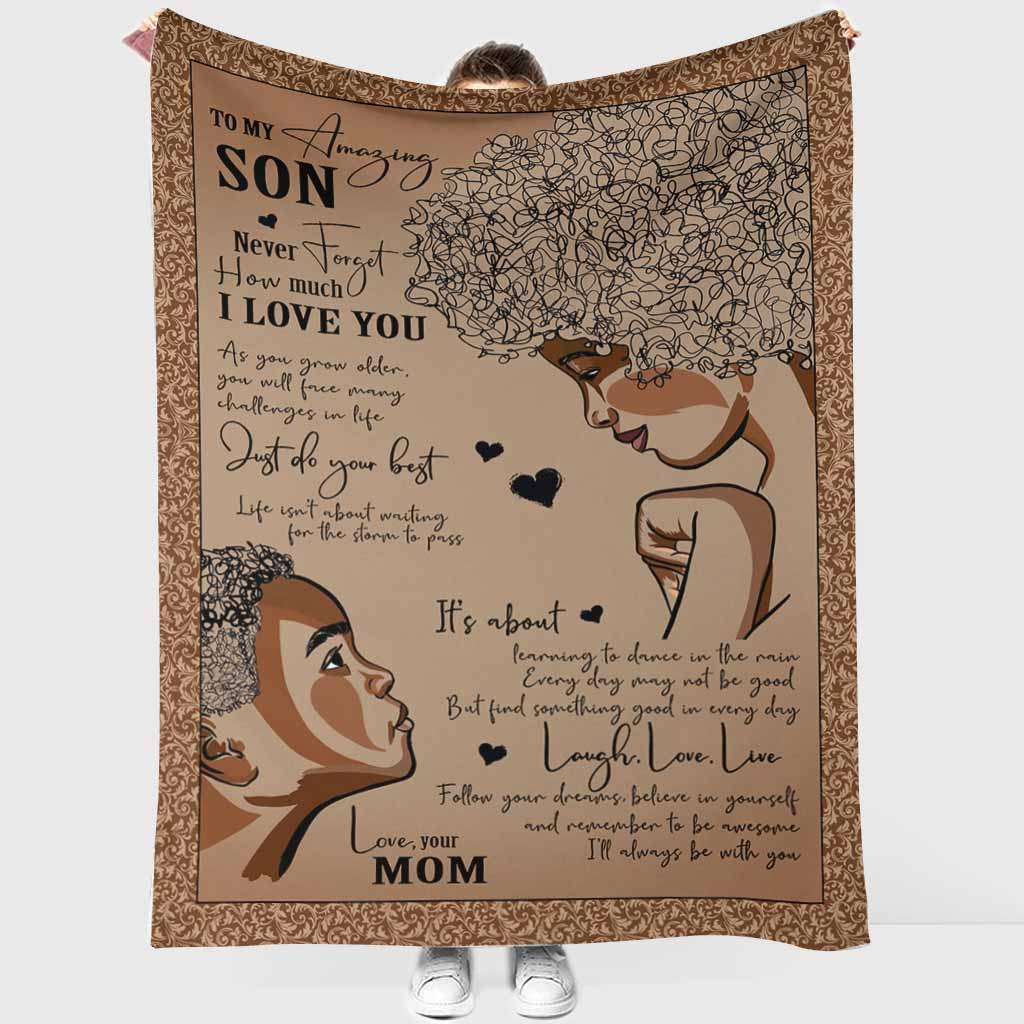 African American To My Son Flannel Blanket For Living Room And Bedroom Styling
