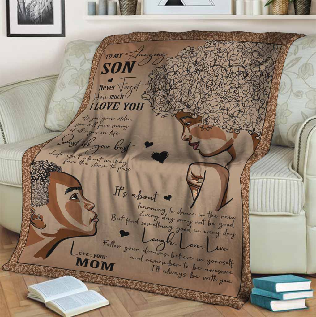 African American To My Son Flannel Blanket For Bed Sofa And Reading Nook Decor
