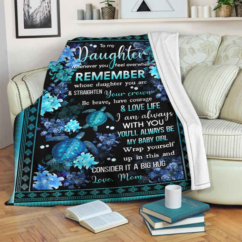 Turtle To My Daughter Love Life Flannel Blanket For Relaxing At Home And Travel