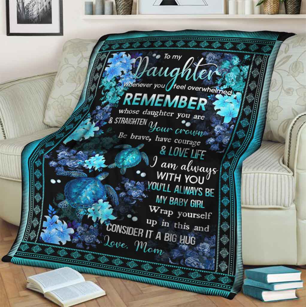 Turtle To My Daughter Flower Flannel Blanket For Relaxing At Home And Travel