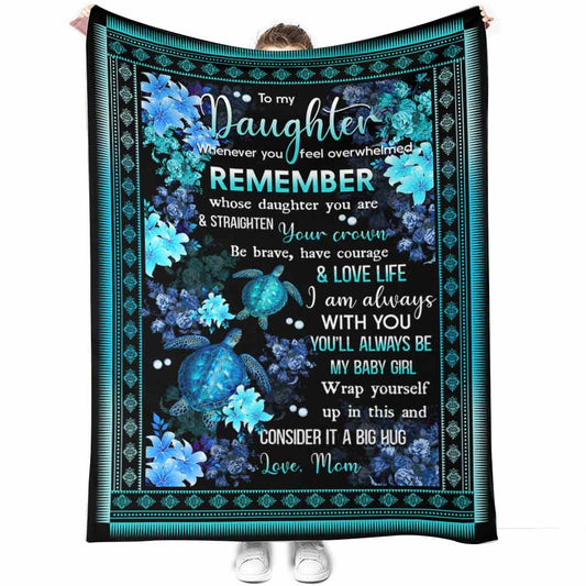 Turtle To My Daughter Love Life 50 x 60 Inch Flannel Blanket For Cozy Bedroom And Sofa Decor