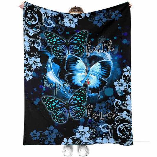 Butterfly Faith Hope Love In Romantic Night Flannel Blanket For Cozy Bedroom And Sofa Decor