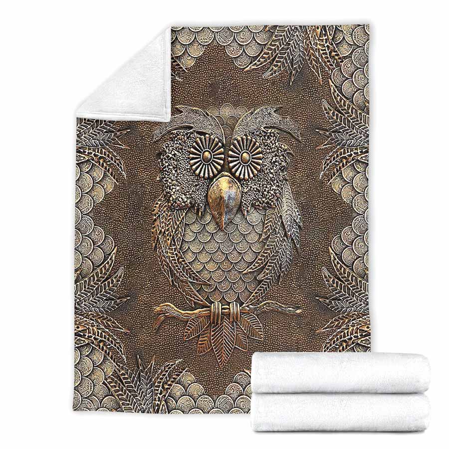 Owl Metal Pattern Flannel Blanket For Bed Sofa And Reading Nook Decor