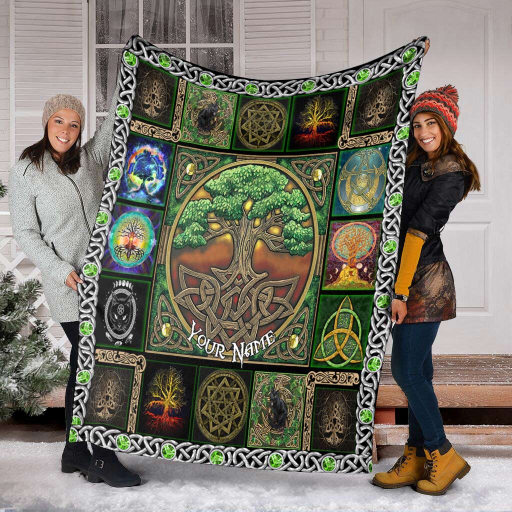 Witch Earth Tree Of Life Personalized Flannel Blanket For Soft Bed Couch And Home Comfort