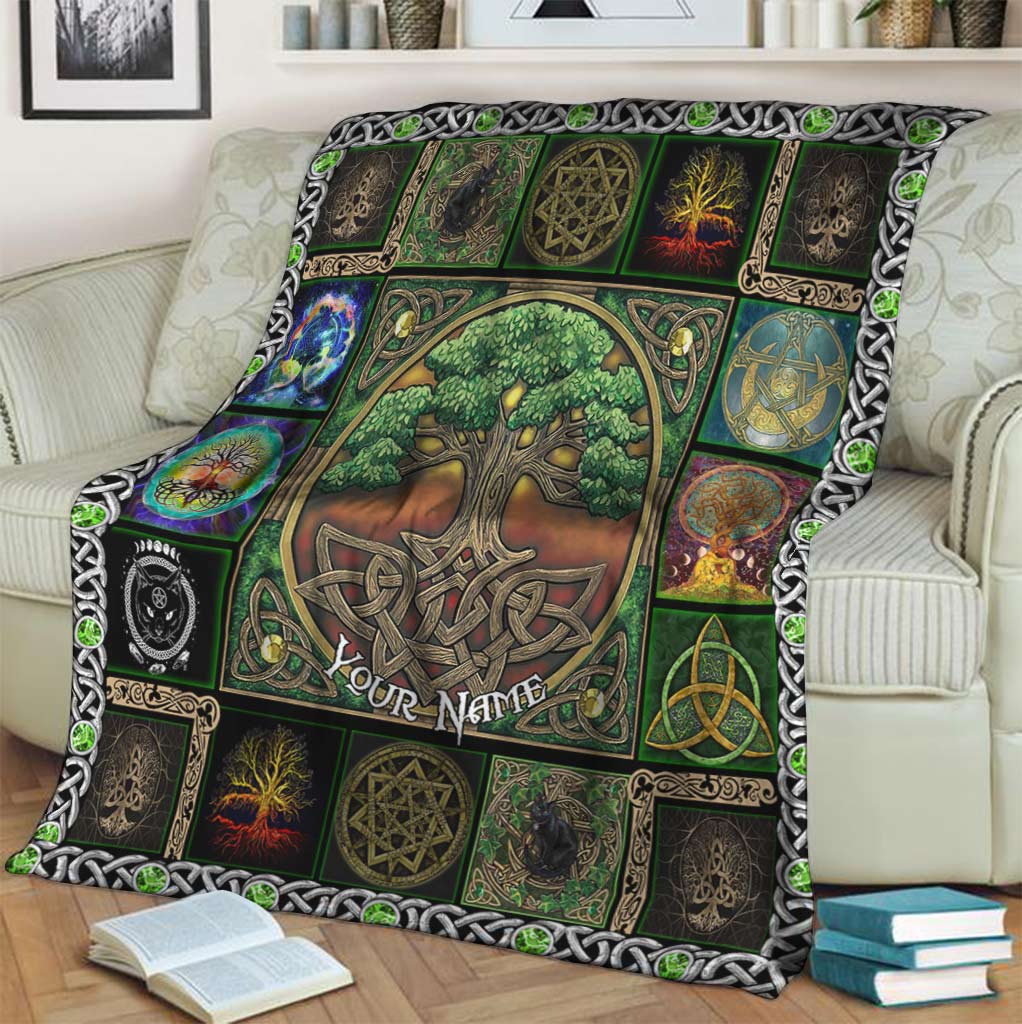 Witch Earth Tree Of Life Personalized Flannel Blanket For Bed Sofa And Reading Nook Decor