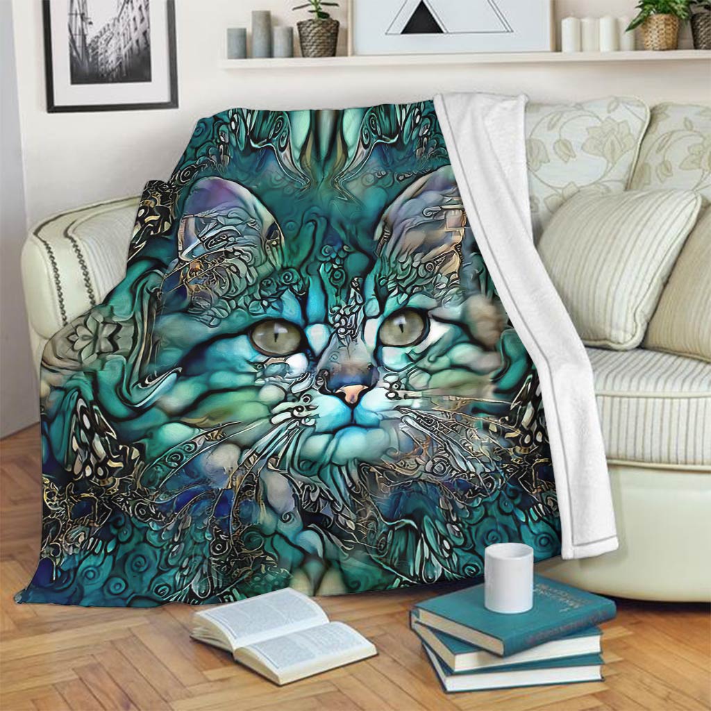 Cat Flannel Blanket For Relaxing At Home And Travel