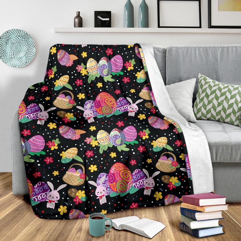 Easter Bunny Egg Pattern Flannel Blanket For Living Room And Bedroom Styling