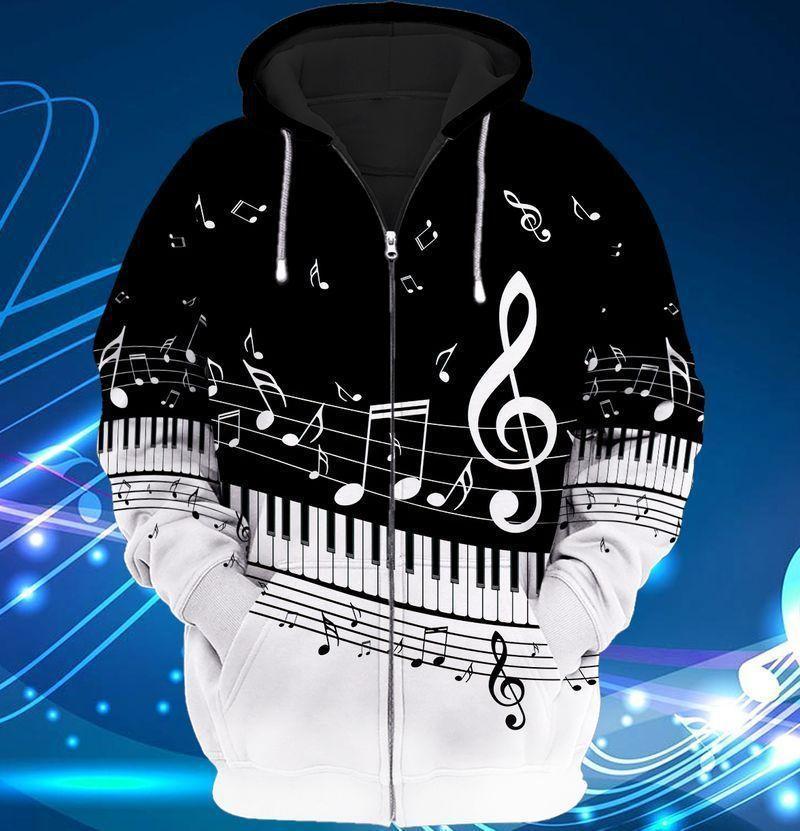 Piano Makes Me Happy Quote Art – 3D Hoodie