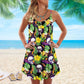 Skull Flowers Summer Tropical Style - Summer Dress - Owls Matrix LTD