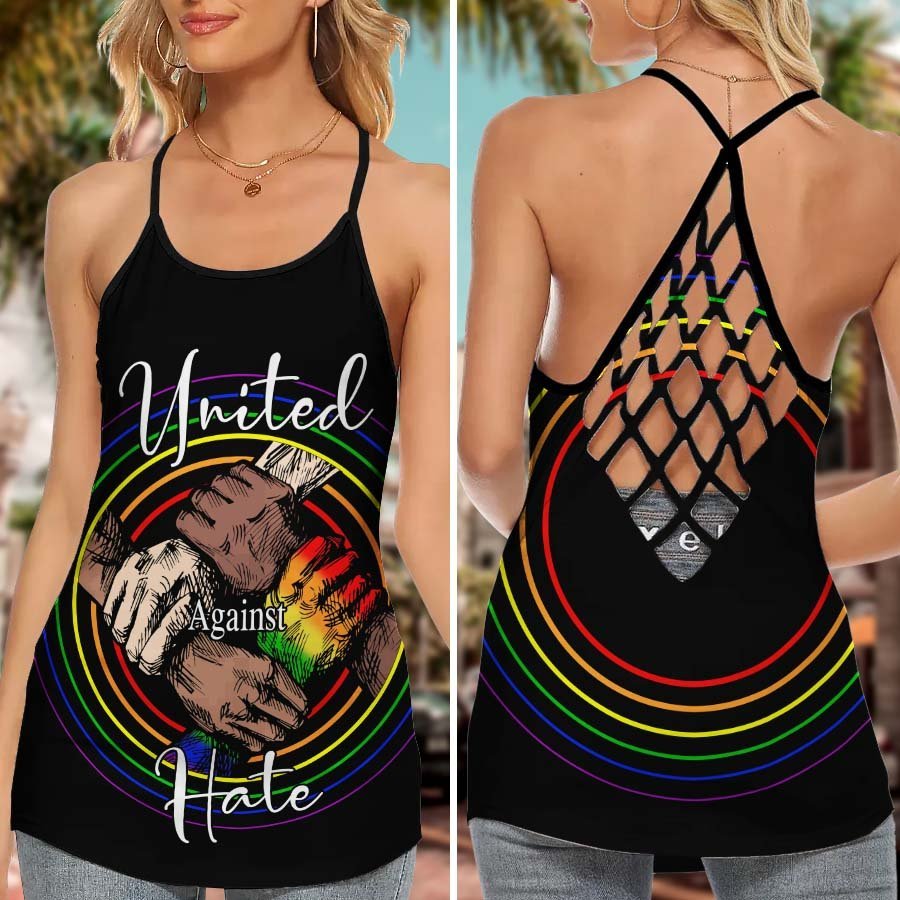 Against Hate Rainbow Pride Style - Hollow Tank Top