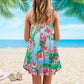 Flamingo Tropical Floral Summer – Women's Summer Sleeveless V-Neck Camisole Dress