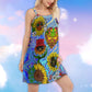 Hippie Sunflowers Stay Trippy – Women's Summer Sleeveless V-Neck Camisole Dress