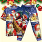 Christmas Funny Santa Claus Up On Rooftop Art Style - Pajamas Short Sleeve - Owls Matrix LTD