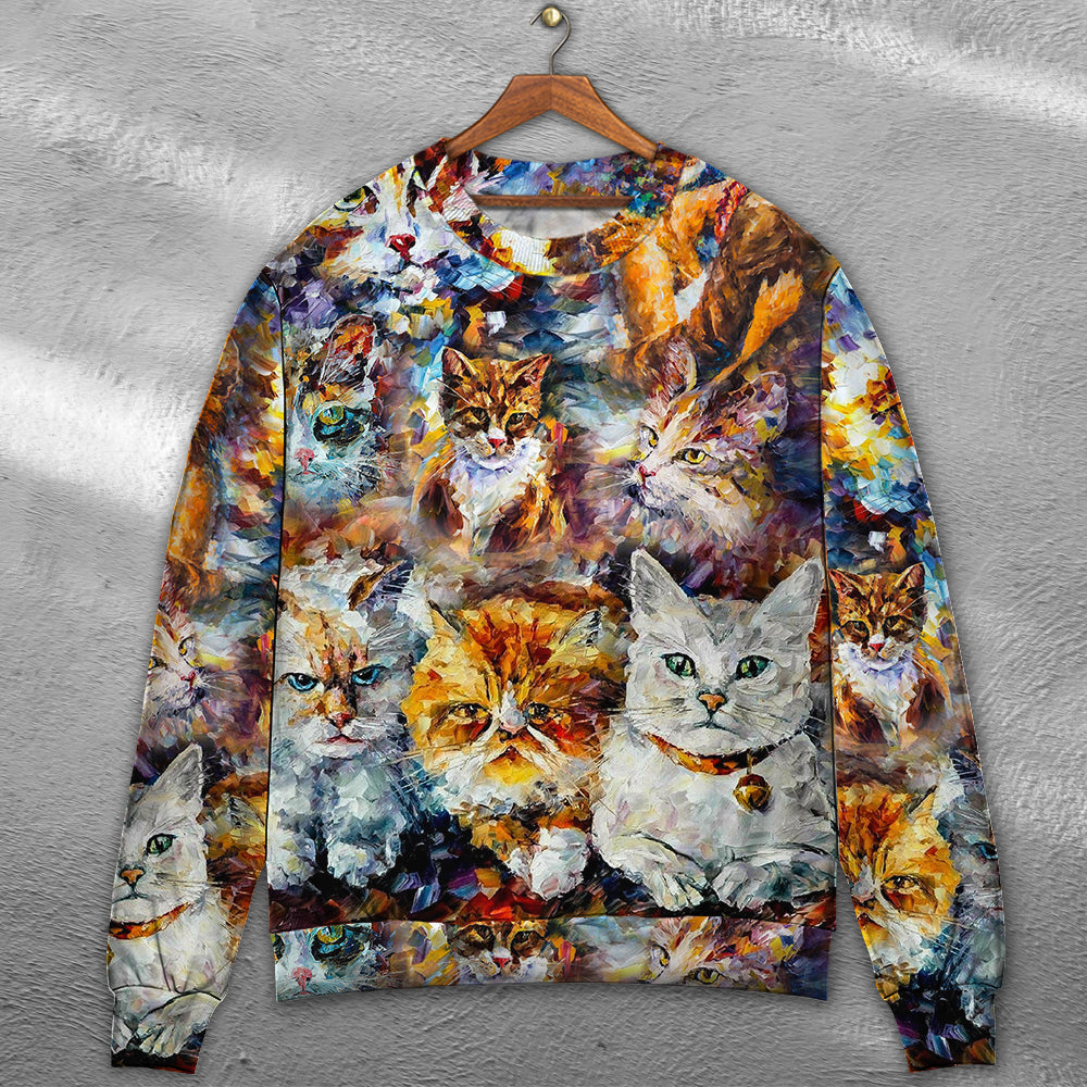 Colorful Cat Art Lover Mixer Style – Sweater - Ugly Christmas Sweater