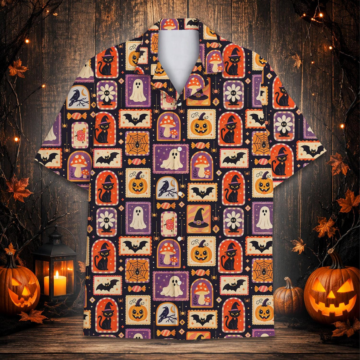 Spooky Halloween Witch Cat Ghost Pumpkin Mushroom – Hawaiian Shirt