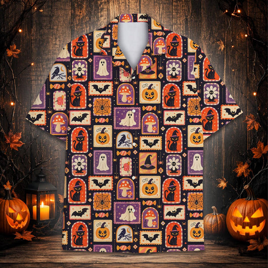 Spooky Halloween Witch Cat Ghost Pumpkin Mushroom – Hawaiian Shirt