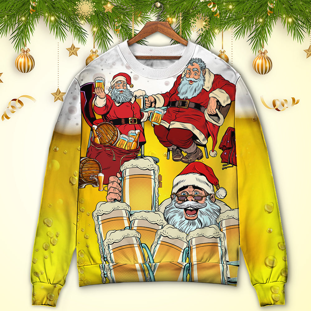 Christmas Santa Loves Holiday Drinks – Sweater - Ugly Christmas Sweater