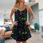 Neon Cat Playing With Kitten – Women's Summer Sleeveless V-Neck Camisole Dress