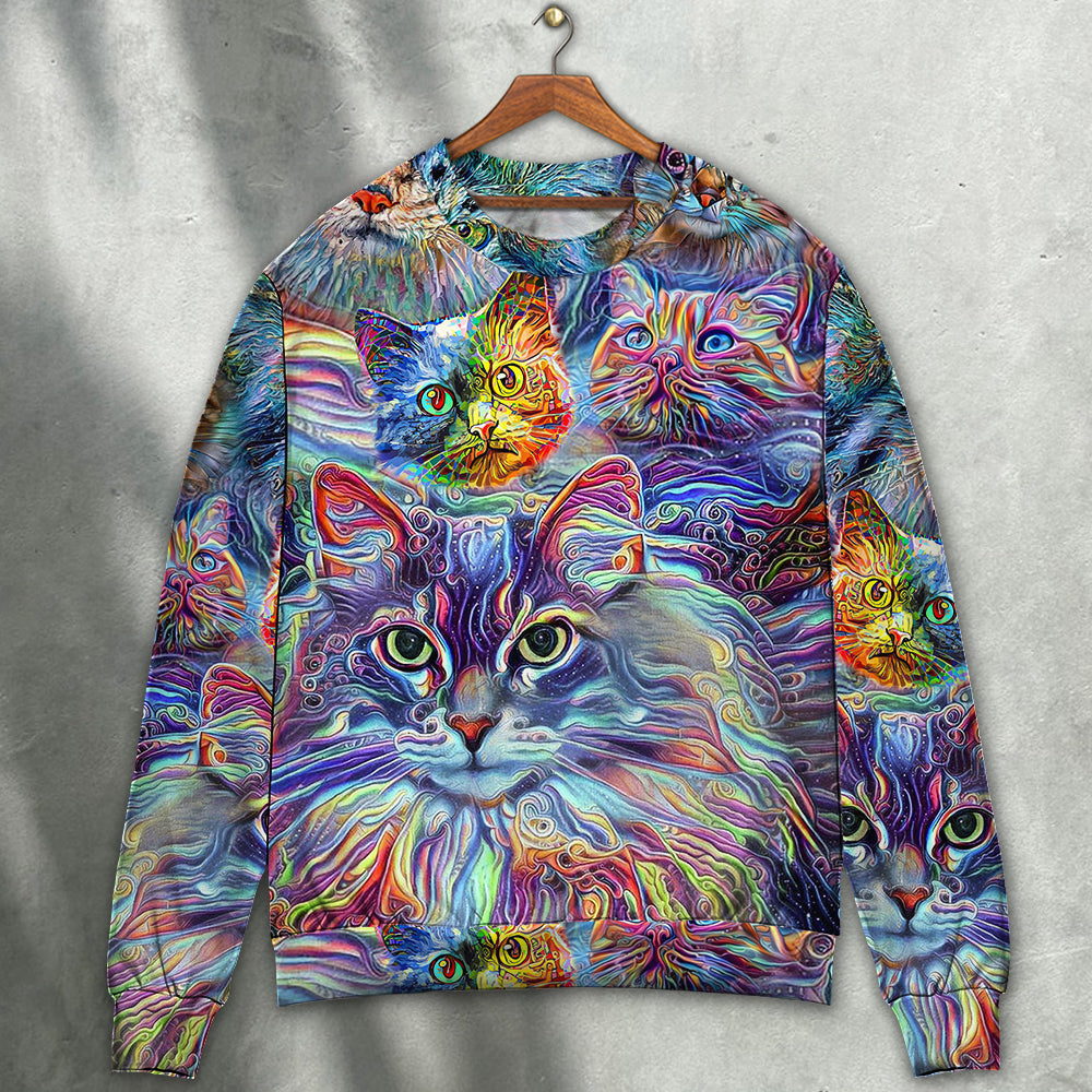 Hippie Colorful Cat Art Lover – Sweater - Ugly Christmas Sweater