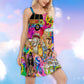 Hippie Wild Heart Floral – Women's Summer Sleeveless V-Neck Camisole Dress
