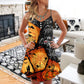Halloween Spider Pumpkin Night – Women's Summer Sleeveless V-Neck Camisole Dress