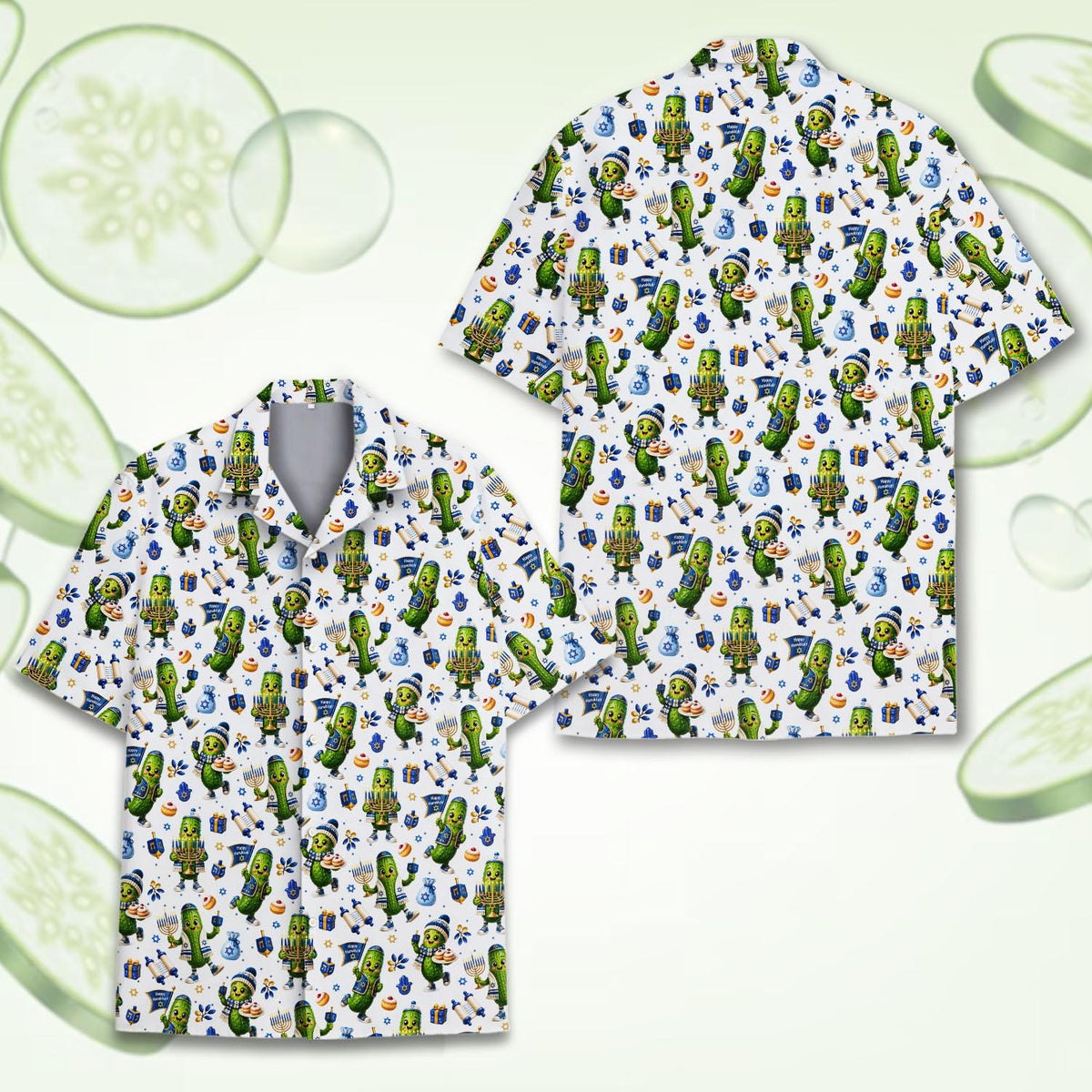 Funny Pickle Hanukkah Menorah Dreidel Holiday – Hawaiian Shirt