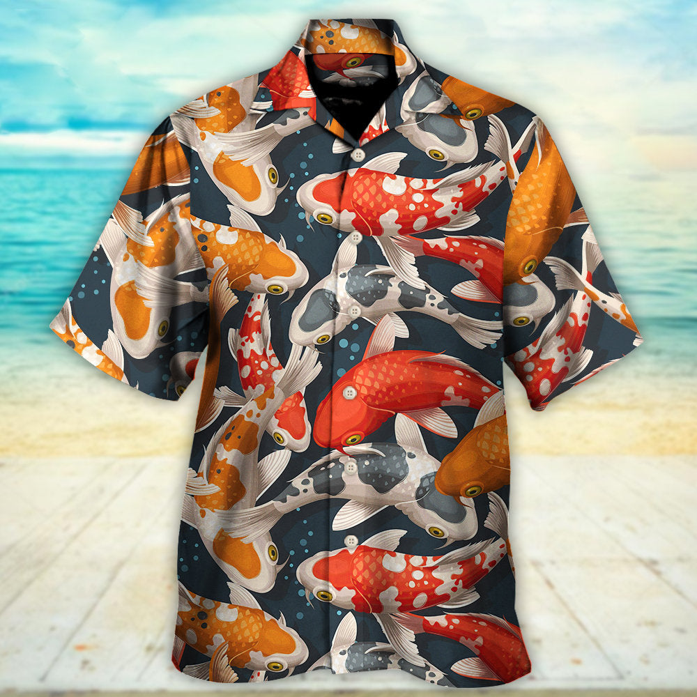 Colorful Koi Fish Swimming Artistic Design - Hawaiian Shirt