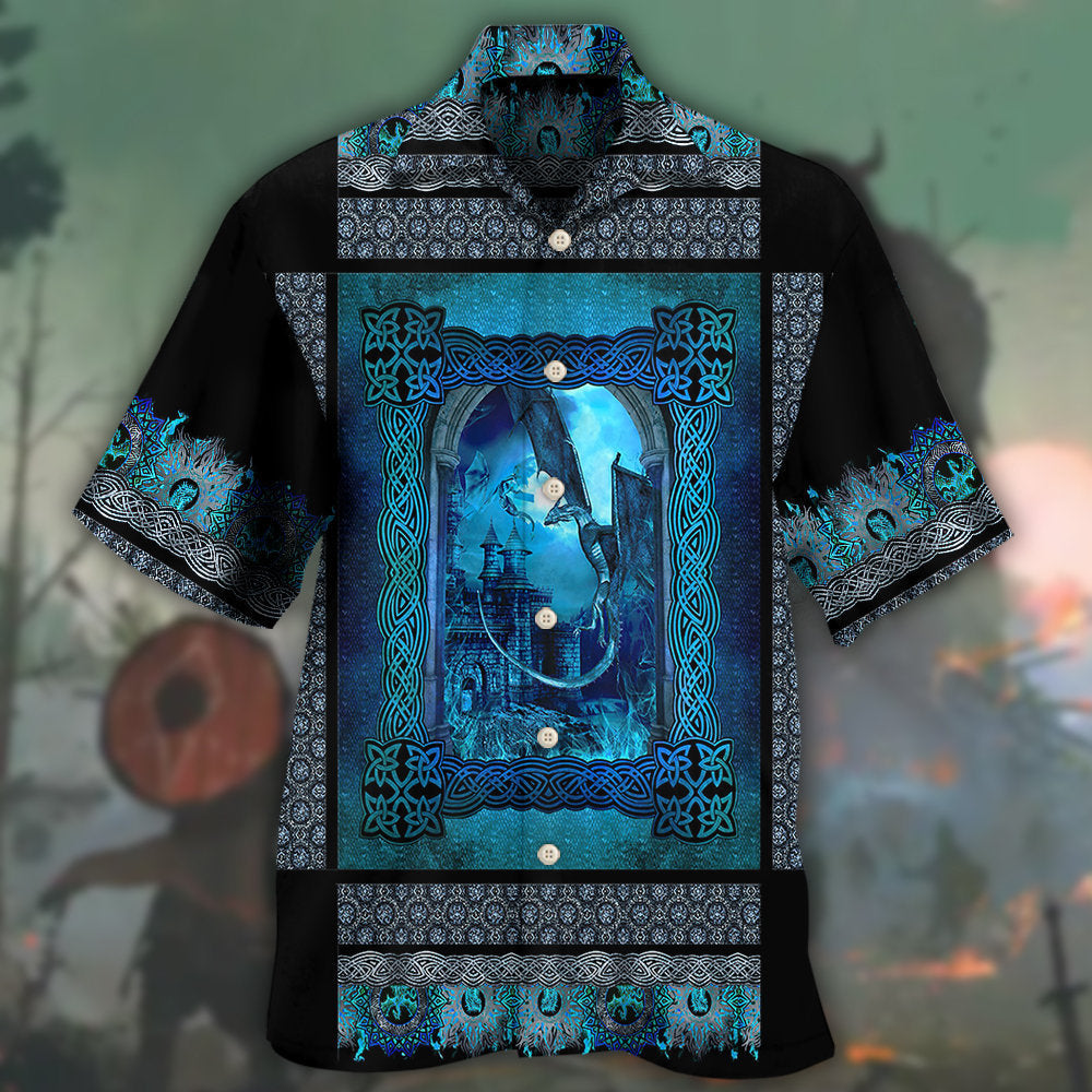 Blue Dragon Viking Pattern Art – Hawaiian Shirt