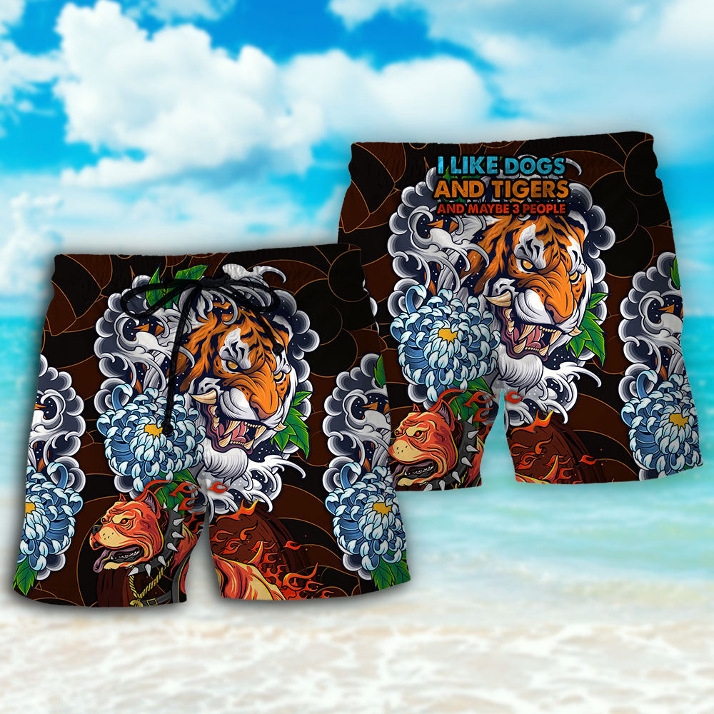 Pitbull Dog I Like Dogs And Tigers - Beach Short - Owls Matrix LTD