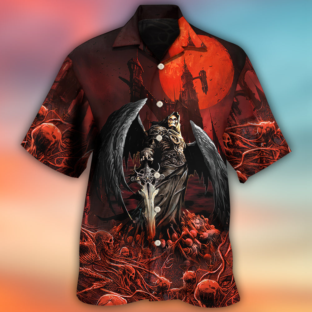 Halloween Skull Dark Night Horror Art – Hawaiian Shirt