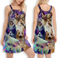 Flying Battle Cat Art – Women's Summer Sleeveless V-Neck Camisole Dress