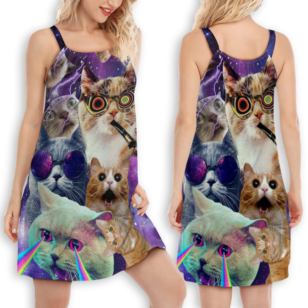 Flying Battle Cat Art – Women's Summer Sleeveless V-Neck Camisole Dress