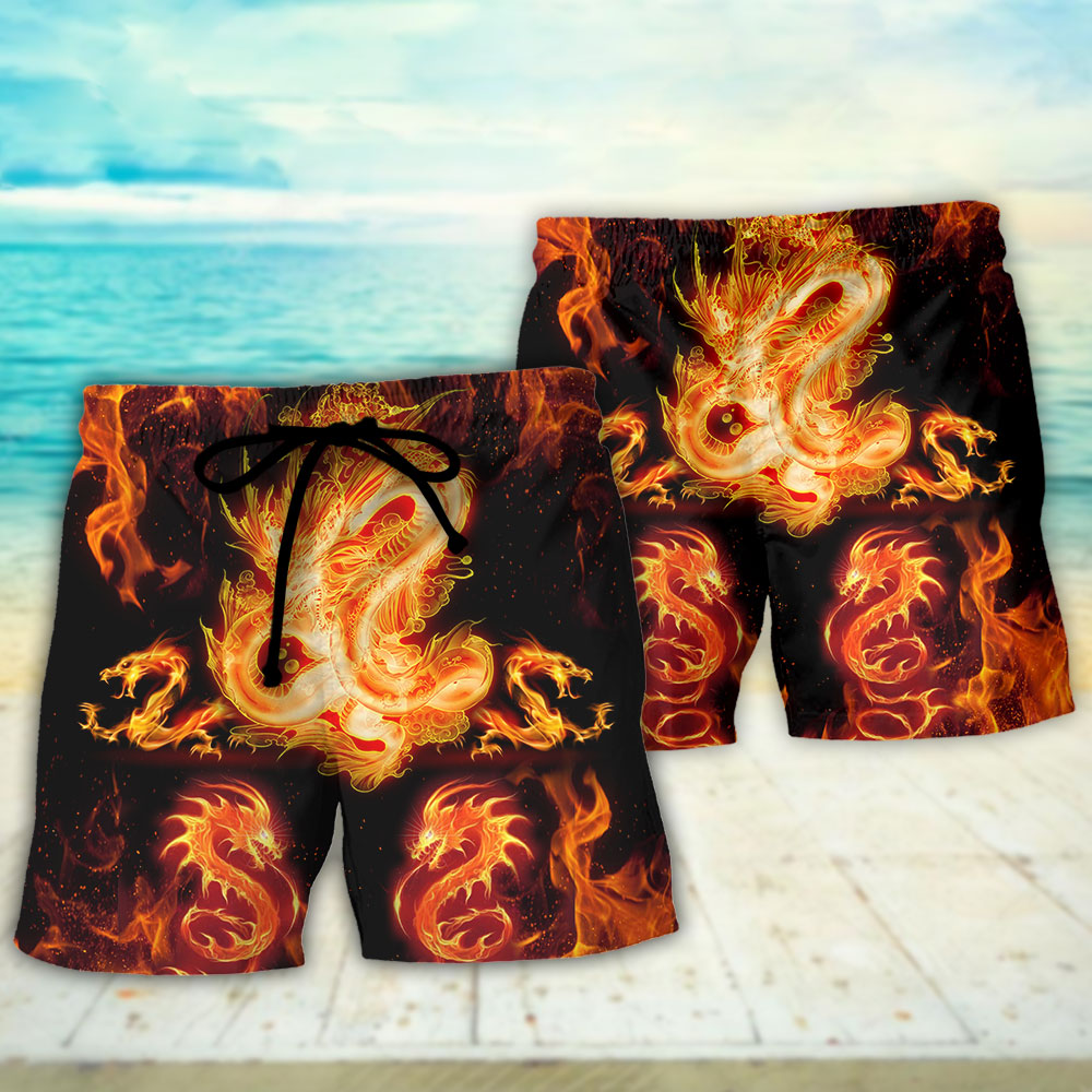 Dragon Fireball Madness Fantasy Art – Beach Short