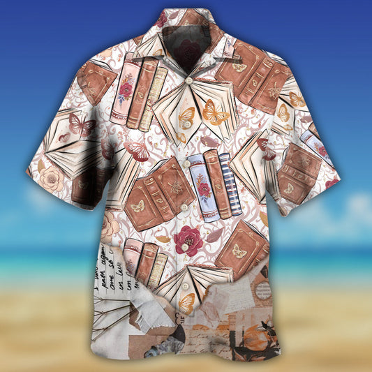 Book With Flowers And Butterfly Art - Hawaiian Shirt