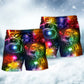 Santa Tree Snowman Neon Christmas Art – Beach Short
