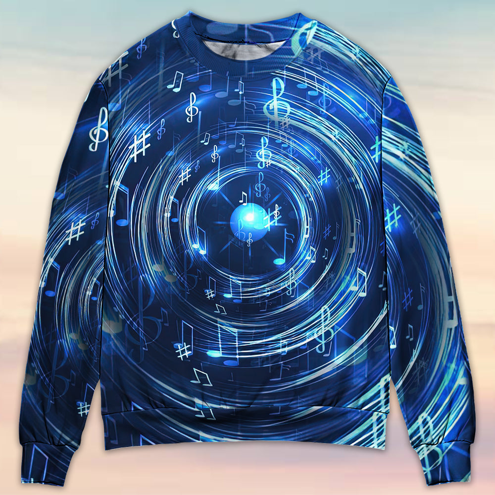 Music Neon Circle With Music Notes – Sweater - Ugly Christmas Sweater