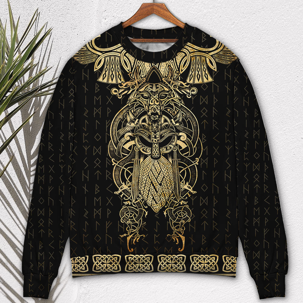 Viking Warrior Golden Raven Style – Sweater - Ugly Christmas Sweater