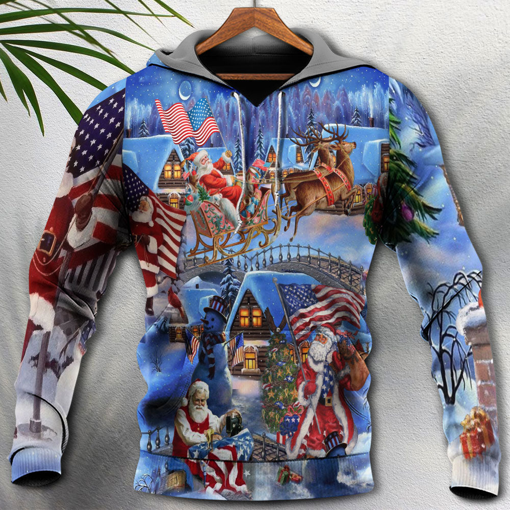 Christmas America Patriotic Holiday Art – 3D Hoodie