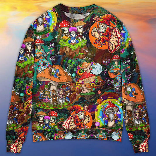Hippie Mushroom Trippy Colorful Art – Sweater - Ugly Christmas Sweater