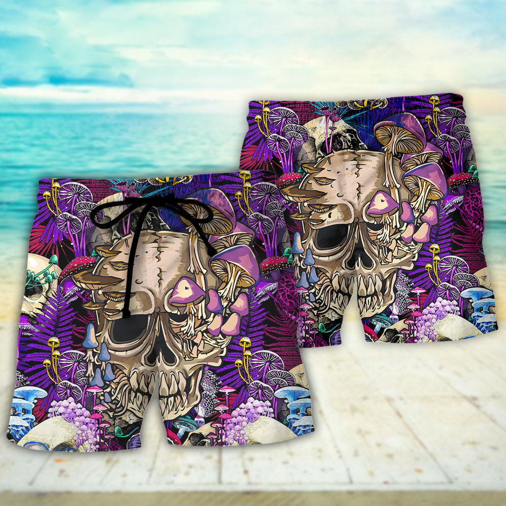 Psychedelic Skull Mushroom Magic Art – Beach Short