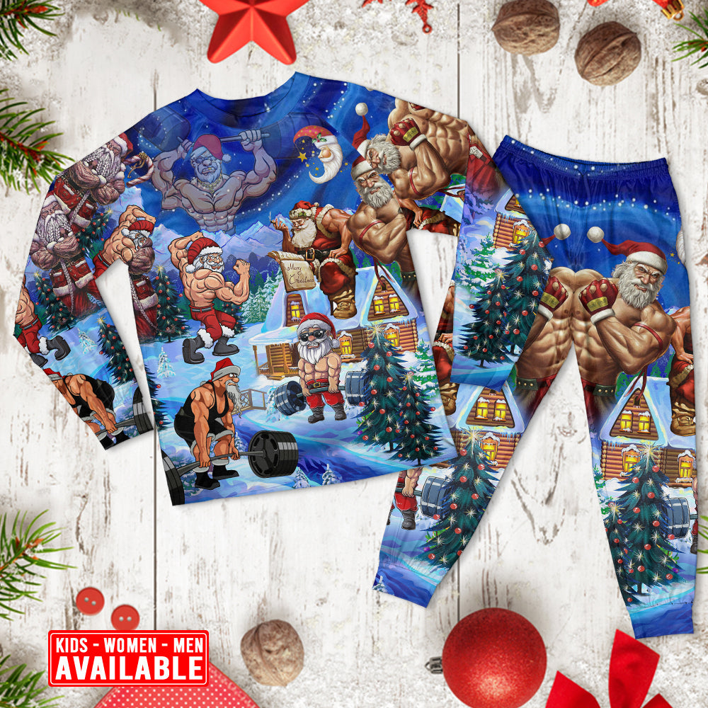 Christmas Merry Christmas Santa Stronger - Pajamas Long Sleeve - Owls Matrix LTD