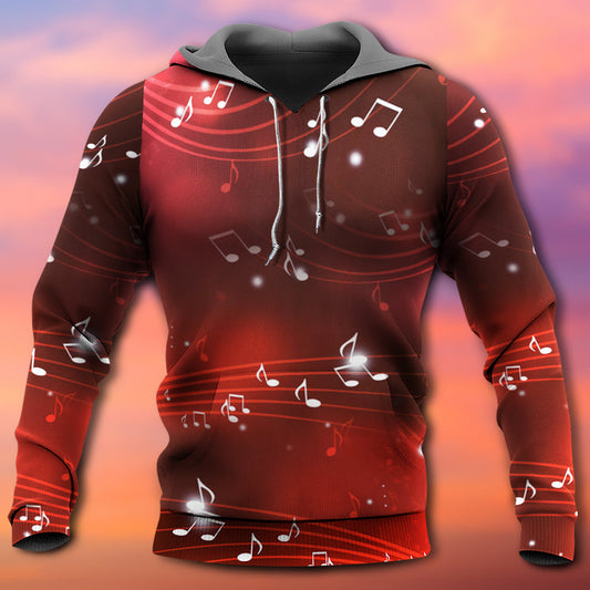 Music Notes Blurry Lights Red - 3D Hoodie