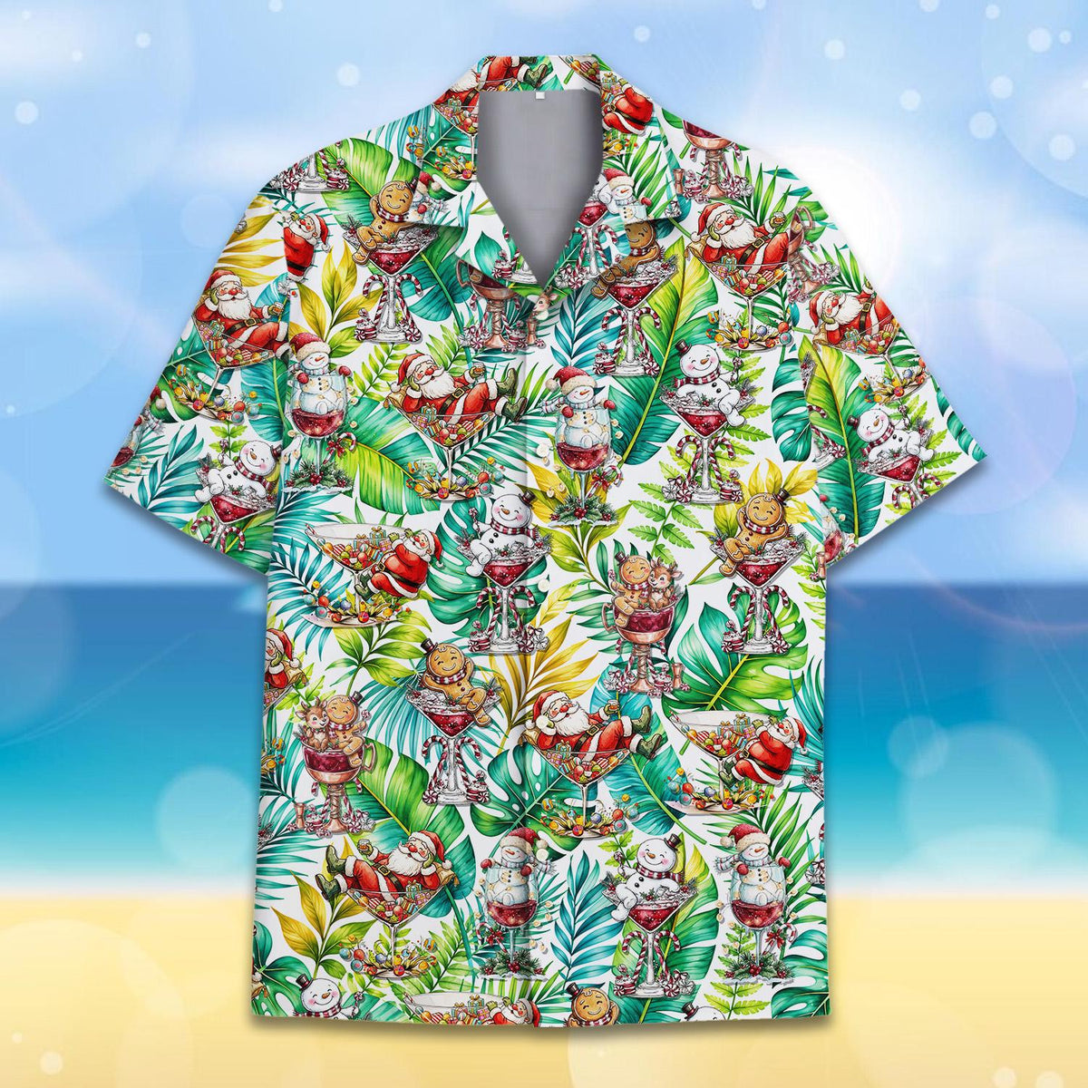 Tropical Christmas Santa Snowman Gingerbread Cocktail – Hawaiian Shirt